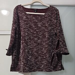 Ann Taylor Burgundy Knit Blouse with Bow Accents